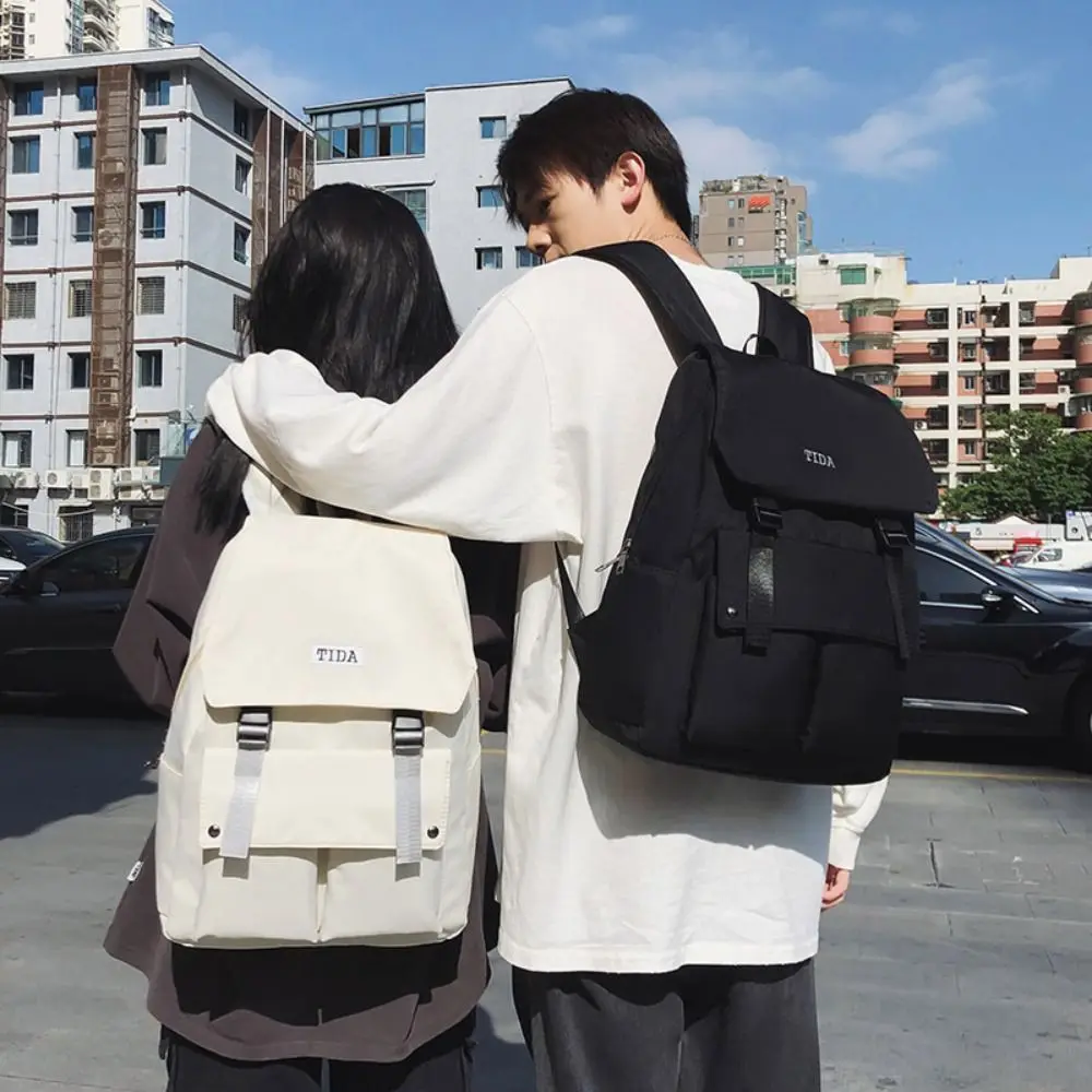 

Fashion Multiple Pockets Students Backpack Waterproof Antiwear Shoulders Bag Solid Color Nylon Backpack Men Girls Boys