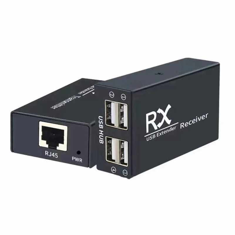 2 個 120M USB エクステンダー 4 ポート USB1.1 ハブエクステンダー RJ45 イーサネット USB UTP 延長トランスミッターレシーバー-EU プラグ-BCBW