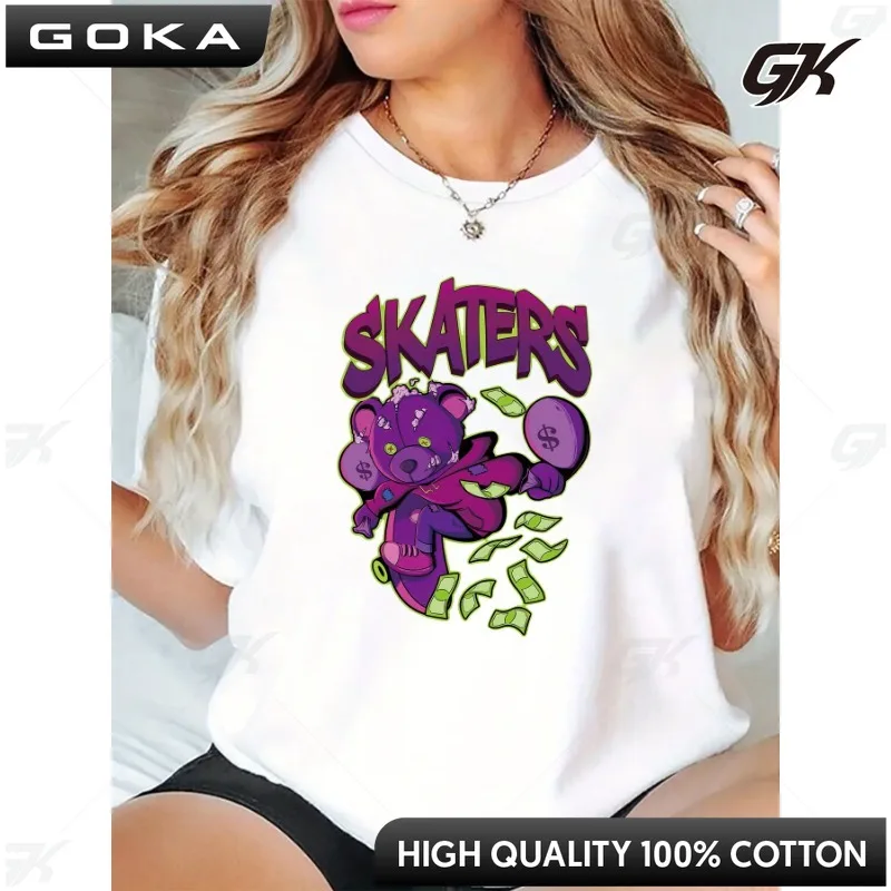 

Ladies' Casual Sports T-shirt Skateboarding Fun Pattern Print Round Neck Casual Loose Y2K Short Sleeved Shirt ropa mujer