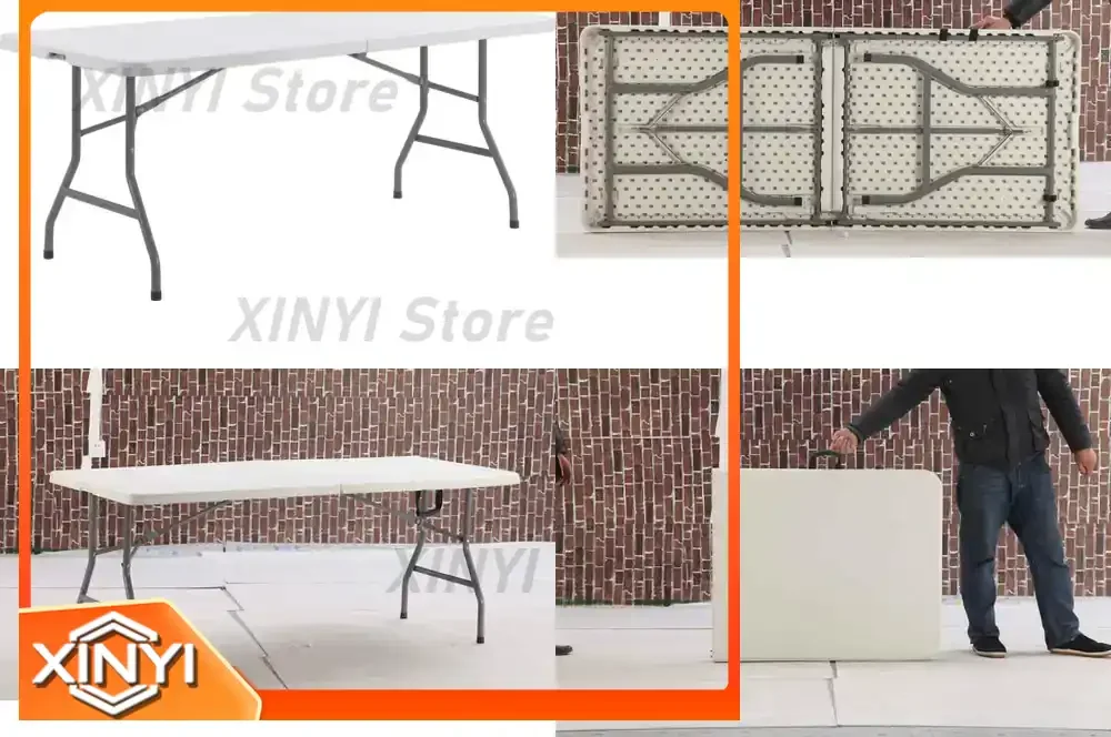Thickened Desktop 5cm 183cm Rectangular Folding Table for Outdoor Use Reinforced High Load-Bearing Plastic Table