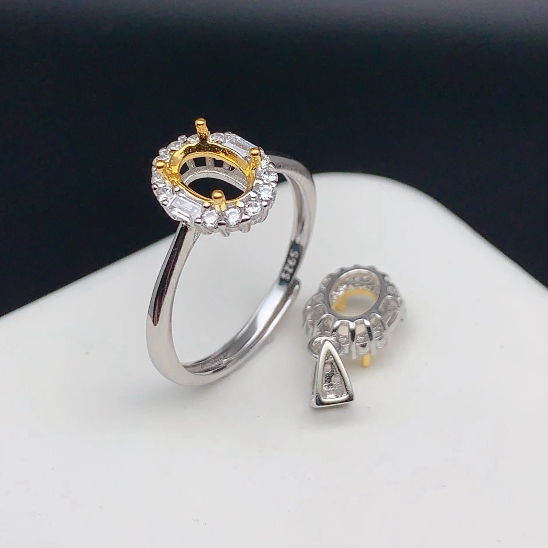 MeiBaPJ البطانة بيضاوي الشكل 3*5/4*6/5*7/6*8/7*9/8*10 مللي متر الأحجار الكريمة S925 فضة لتقوم بها بنفسك مجموعة فارغة حامل النساء غرامة مجوهرات Charm