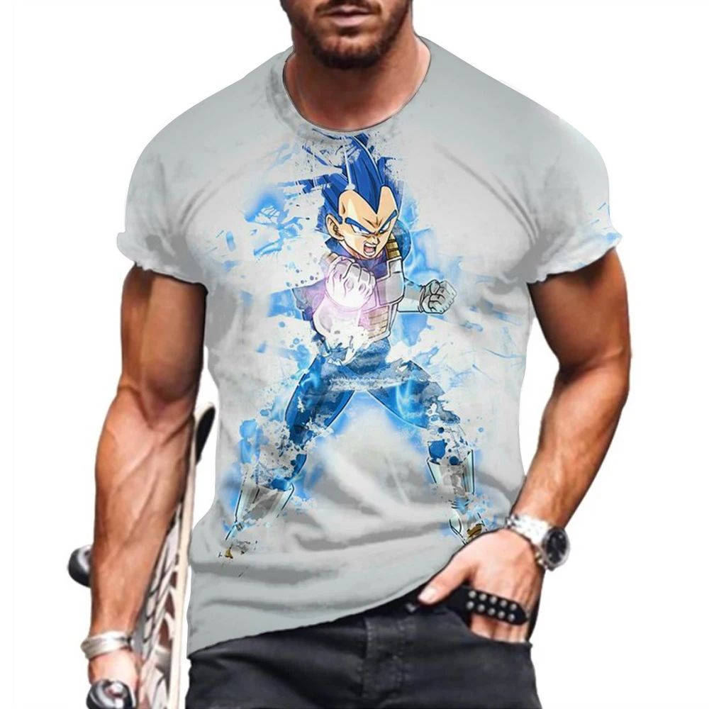 Men\'s T-shirt 2024 Dragon Ball Z Anime Clothing Goku Trend Tops Oversized High Quality Shirts Y2k Children\'s New Short Sleeve