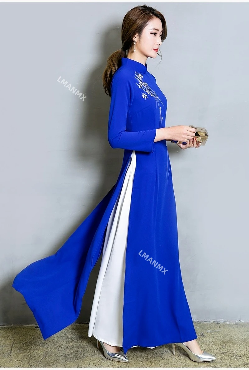 Traditionelle vietnam frau retro ao dai elegantes chinesisches cheong sam vintage blumen festival hochzeits abend qipao kleid