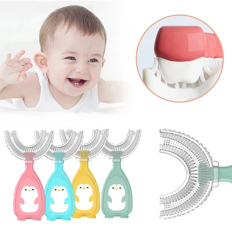 Manual CHILDREN\'S U-shaped Toothbrush Silicone Toothbrush Baby in the Mouth Oral Cleaning Manual U-shaped Children\'s Toothbrush