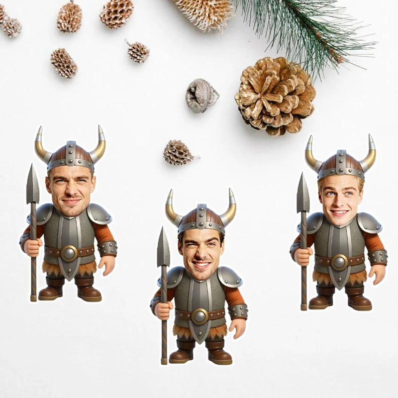 20/30pcs Custom Warrior Figure Sticker, Personalized Photo Face Sticker, Custom Portrait Decal with Spear for Party Decor