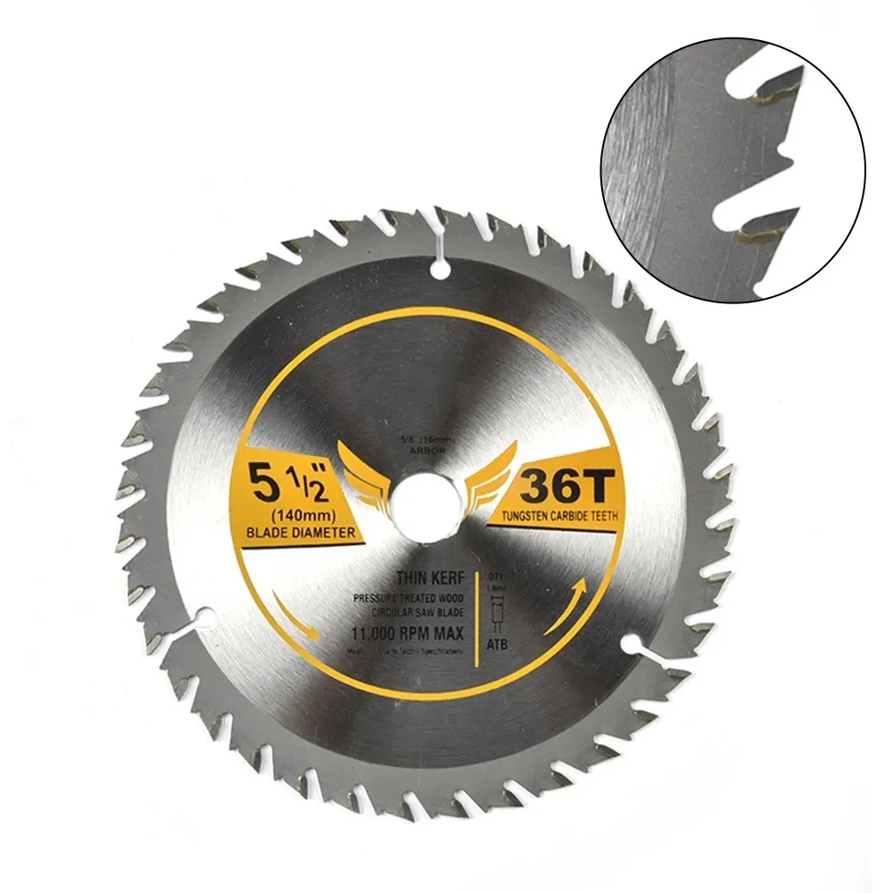 2PCS Circular Saw Blade 5-1/2inch X 5/8inch Arbor 36 Tooth Carbide Tungsten Saw Blade Cutting Wood Carbide Discs Cutting Tool