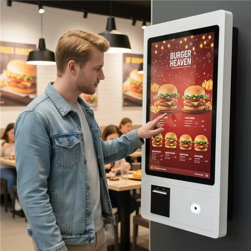 Restaurant Hospital 18.5 inch touch screen parking lot payment kiosk panel computer cash receiver self-check-in end point