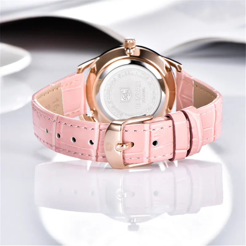 Benyar For Women Watch Fashion Elegant New Wristwatch Lady Top Brand Luxury Quartz Leather Waterproof Montres Femme Reloj Mujer