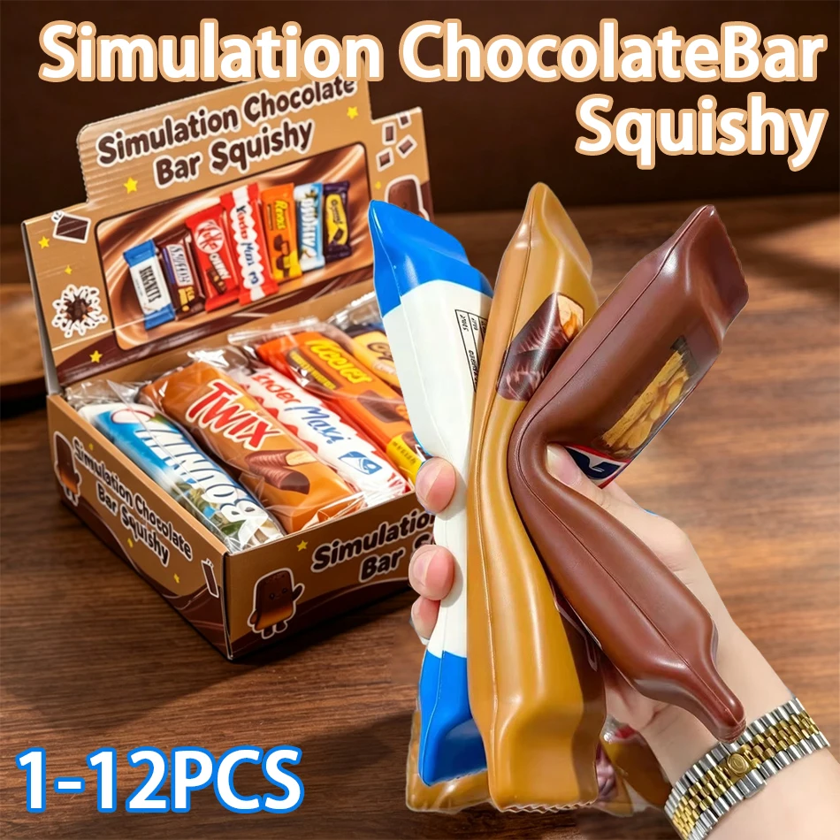 1-12PCS Simulation Chocolate Butter Sticks Squishy Toys Slow Rebound Squeeze Toy ASMR Sensory Stress Relief Toy Party Favors