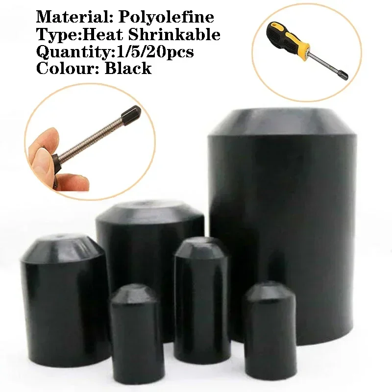 Heat Shrink End Seal Cap  Cable Sleeve Adhesive Glue Lined Insulate Wrap Wire Protect Cover Bottom 20/5/1 pcs