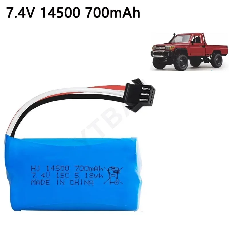 7.4 فولت 14500 700 مللي أمبير بطارية ليثيوم متوافقة 4WD MN82 تسلق على الطرق الوعرة مركبة شاحنة خفيفة لنقل السلع التحكم عن بعد بطارية السيارة