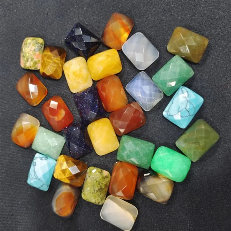 10PCS 12X16MM Natural Gemstone Cabochons Rectange Shape Loose Beads Cab DIY Jewelry Making