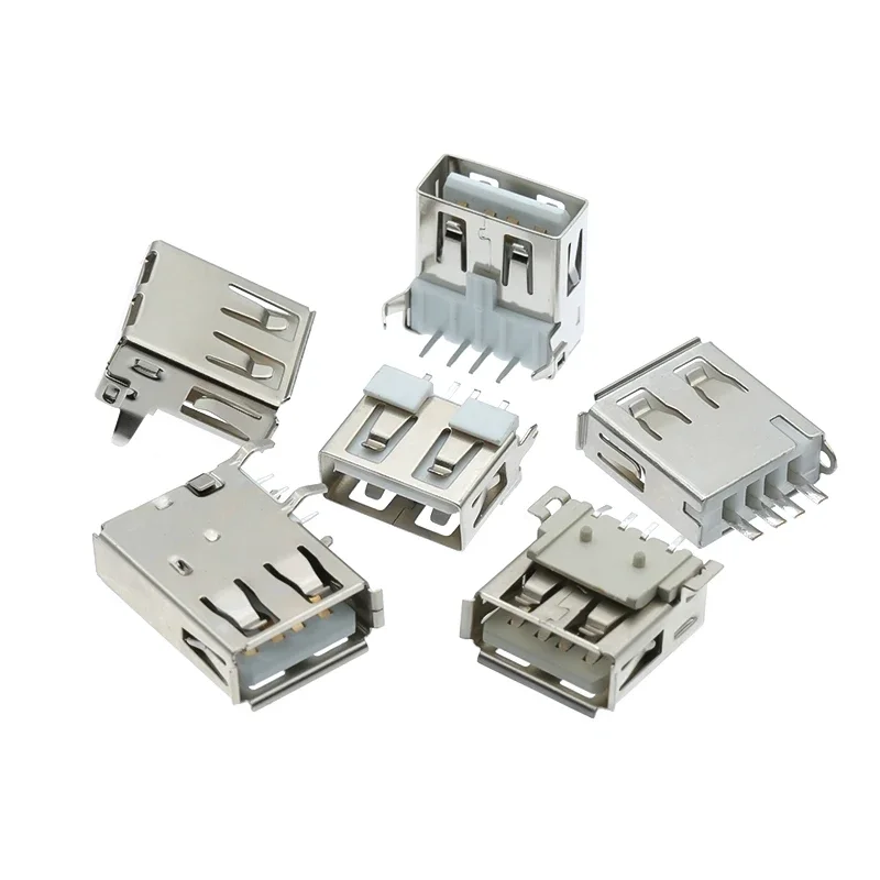 10pcs/Lot USB 2.0 Type A Female Jack Port 4Pin DIP Soldering Connector PCB Socket USB-A Type Right Angle