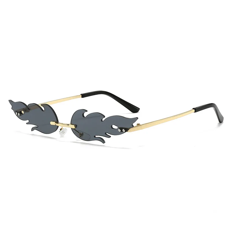 

Oval flame mode sunglasses for women, metal without frame, small ocean mirror luxury sunglasses for women.