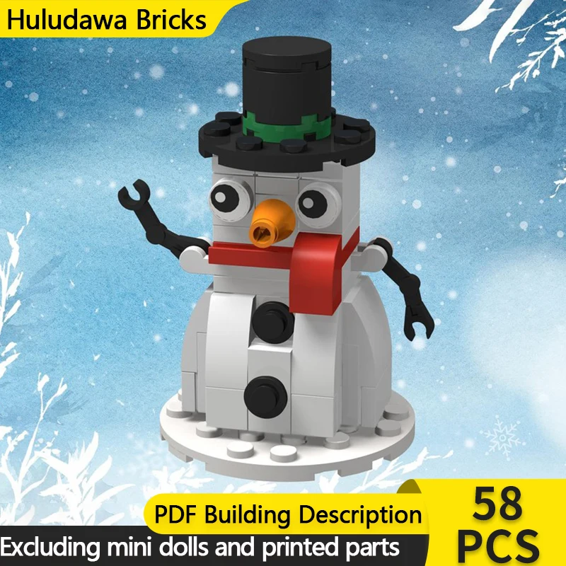 

Модель City Street View MOC, строительные кирпичи, рождественский вращающийся снеговик, модульная технология, детский праздничный подарок, сборный игрушечный костюм