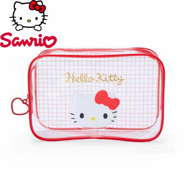  Hello Kitty New Transparent Cosmetic Bag Cartoon Cute Fashion Cosmetic Bag Large Capacity Leisure Travel Storage Bag