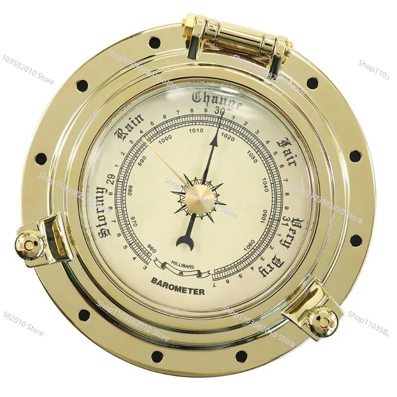 Gold Ocean Boat RV Yacht Rome Vintage Barometer Air Gauge Navigation