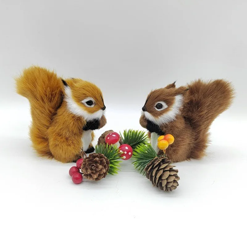 1Pc Artificial Squirrel Figurines Miniatures Mini Christmas Table Decorations Plush Simulation Ornaments Fake Animal