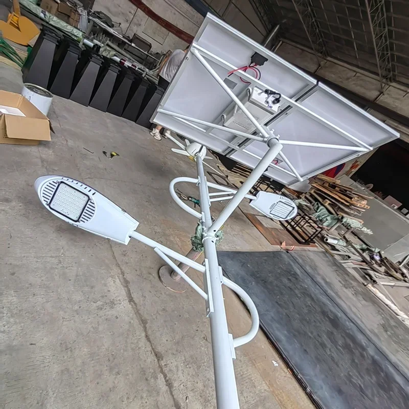 LED Solar Street Lamp 60W Wind Double Powered System Durable Waterproof Road Light for Countryside Driveway Rural Area