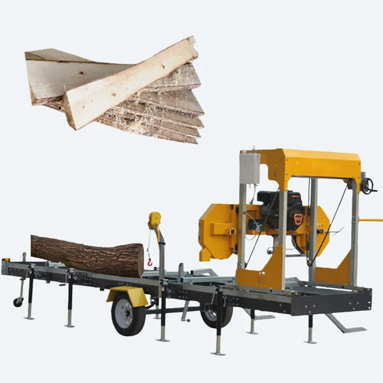 Heavy-Duty Horizontal Band Saw Semi-Auto Woodworking Saw with Mobile Cart Timber Ripping Machine