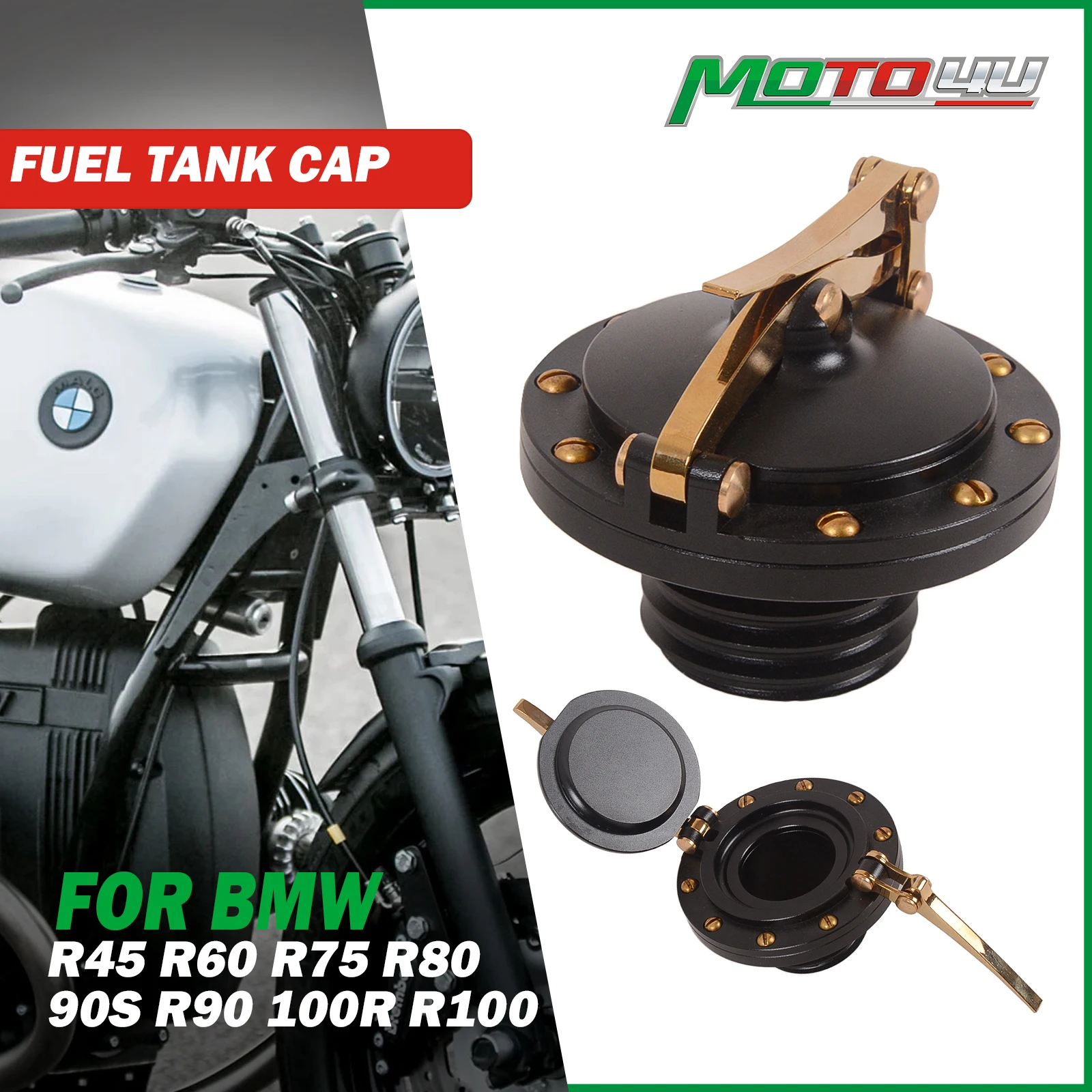 

MOTO4U For BMW R45 R60 R75 R80 90S R90 100R R100 Motorcycle Aluminium Fuel Tank Gas Cap Cover
