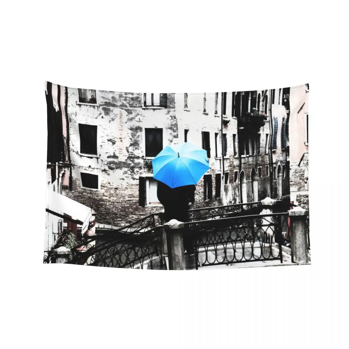 

Blue Umbrella in Venice Tapestry Wallpaper Bedroom Room Decor For Girls Room Ornaments Tapestry