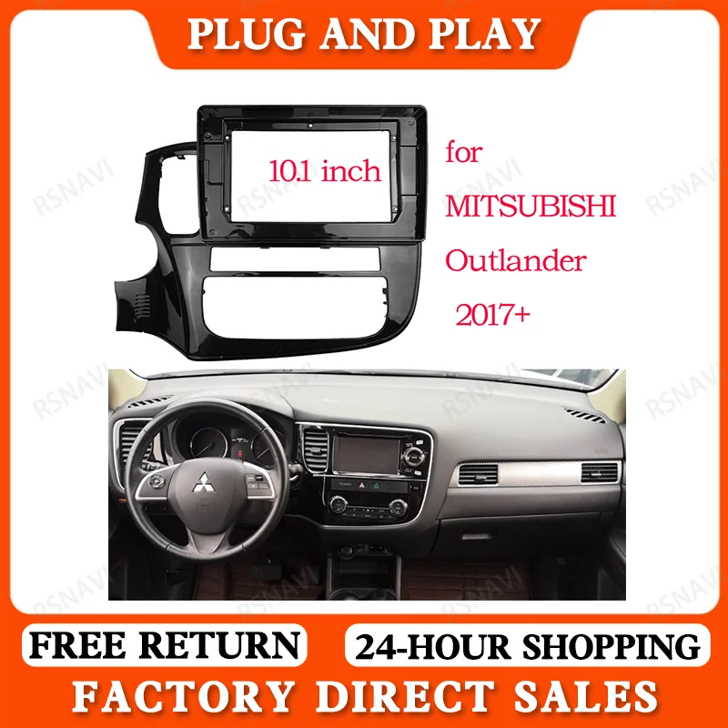 RSNAVI 2 DIN 10.1 Inch Car Android DVD Frame Car Radio Facias Panel For MITSUBISHI Outlander 2017+ Dashboard Frame