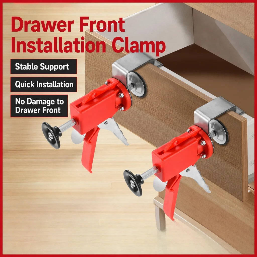 Drawer Panel Quick Installation Clip Woodworking DIY Furniture Panel Fixing Clamp Adjustable Drawer Front Panel Mounting Clamp