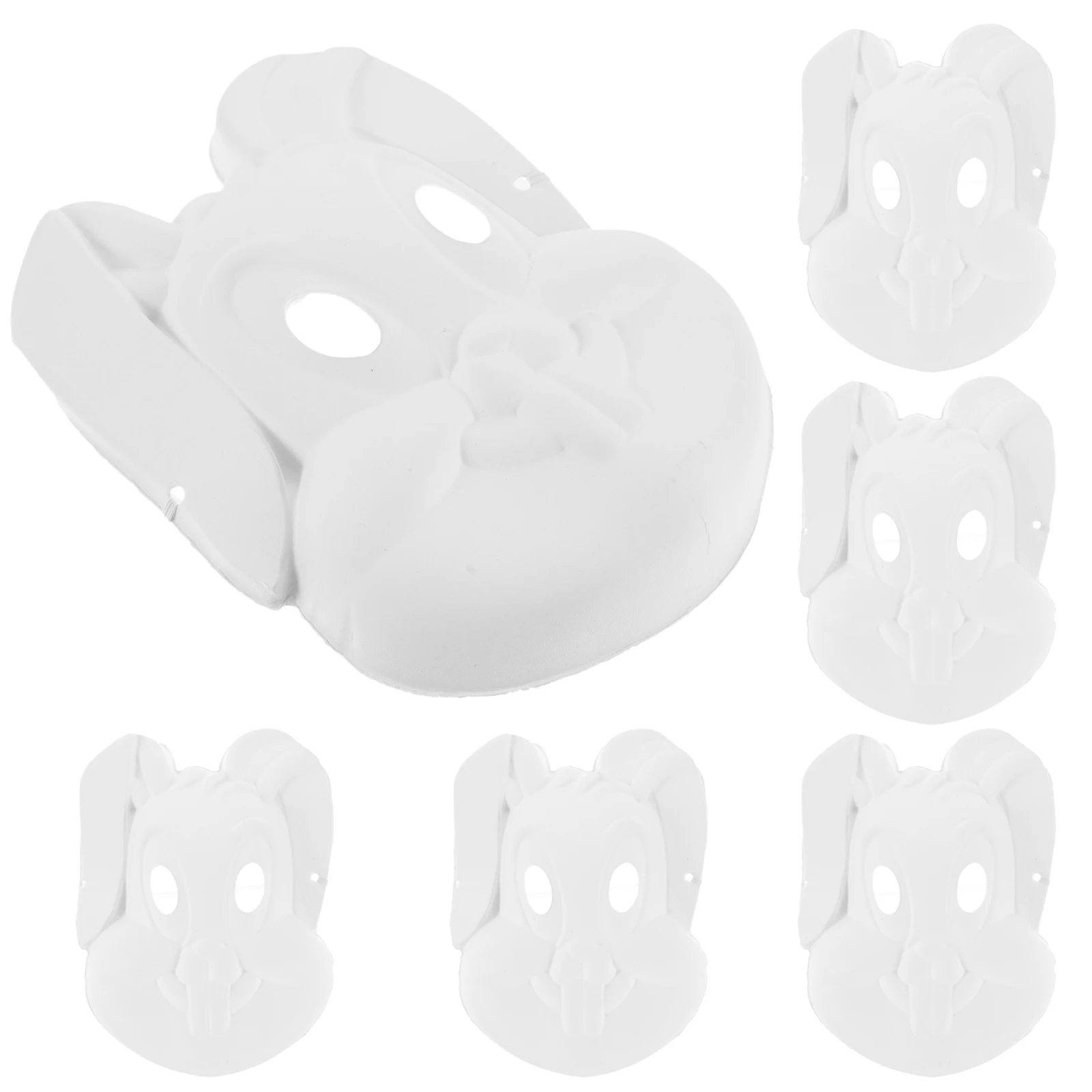 

6 Pcs Bunny Mask Rabbit Masks White Pulp Cosplay for Women Masquerade Child