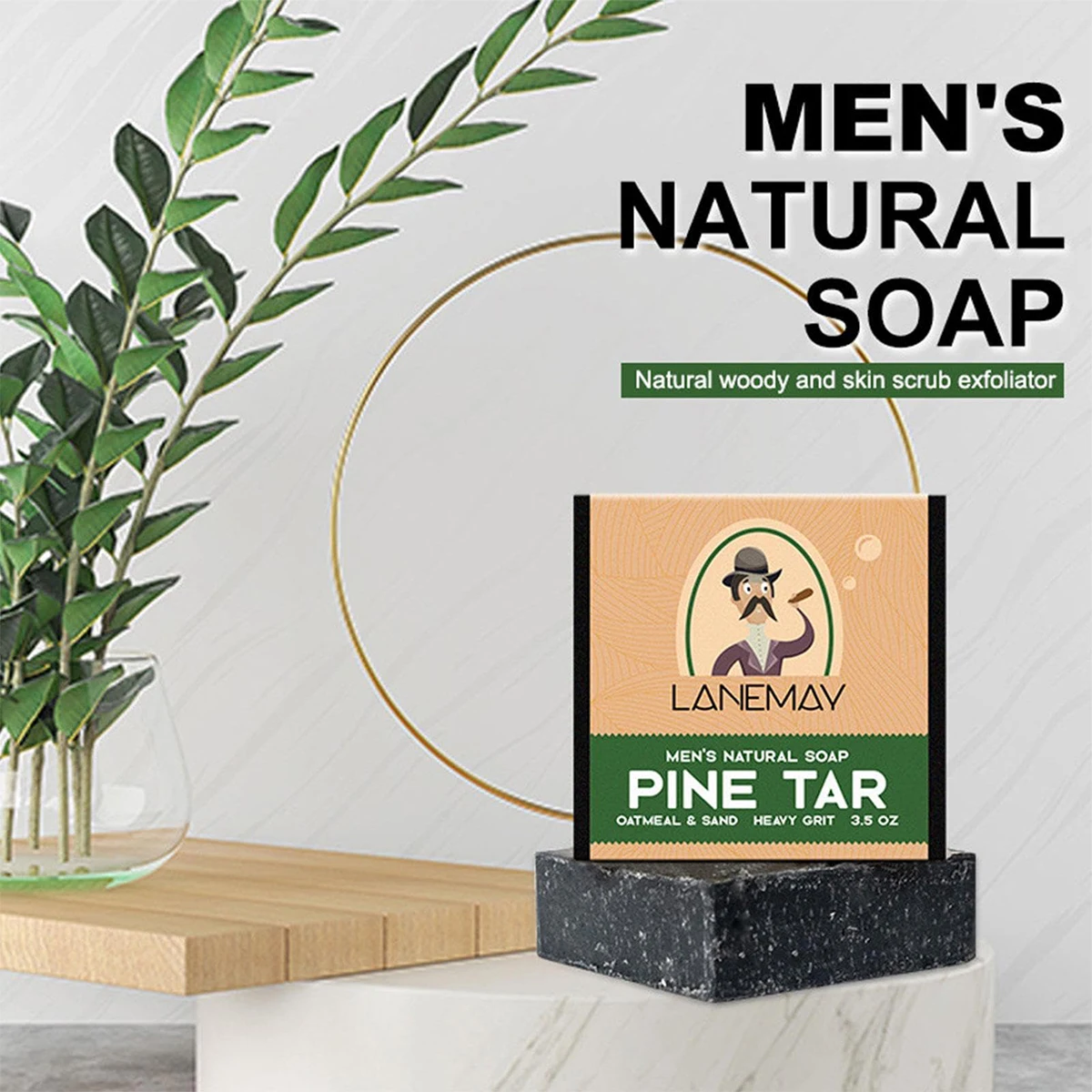 Jabón Natural de pino para hombre, jabón de baño, esterilizador y descalcificador, hecho a mano