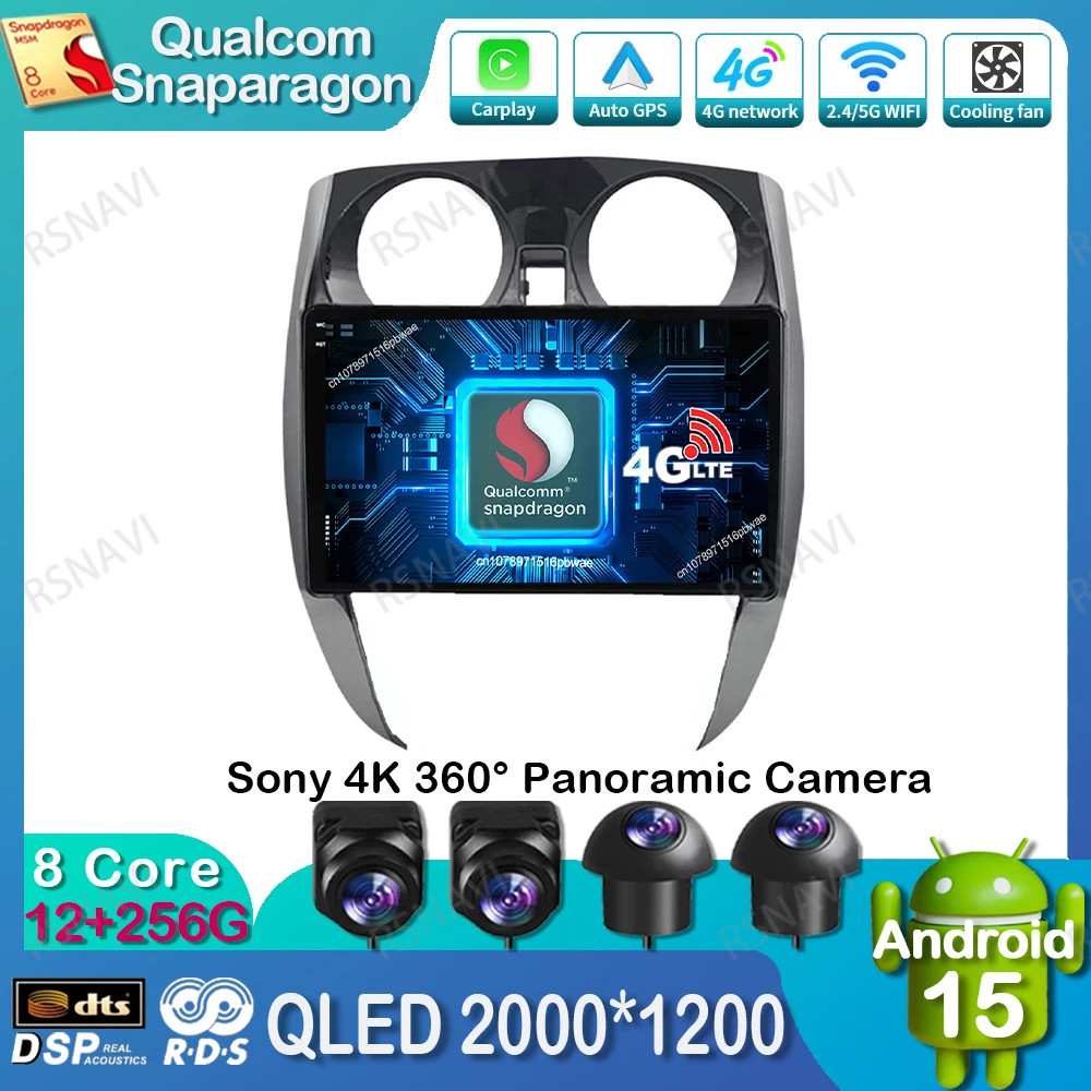 

Android 15 Car Radio For Nissan Note 2 2012-2021 5G WIFI GPS Stereo QLED Qualcomm Navigation Autoradio Multimedia DVD 4G LTE BT