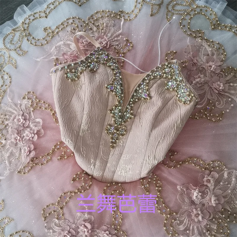 Professional Kids Girls Child Competition Performance Wear Glitters Fairy Dance Dress Gradiant Pink Purple Ballet Tutu Costumes