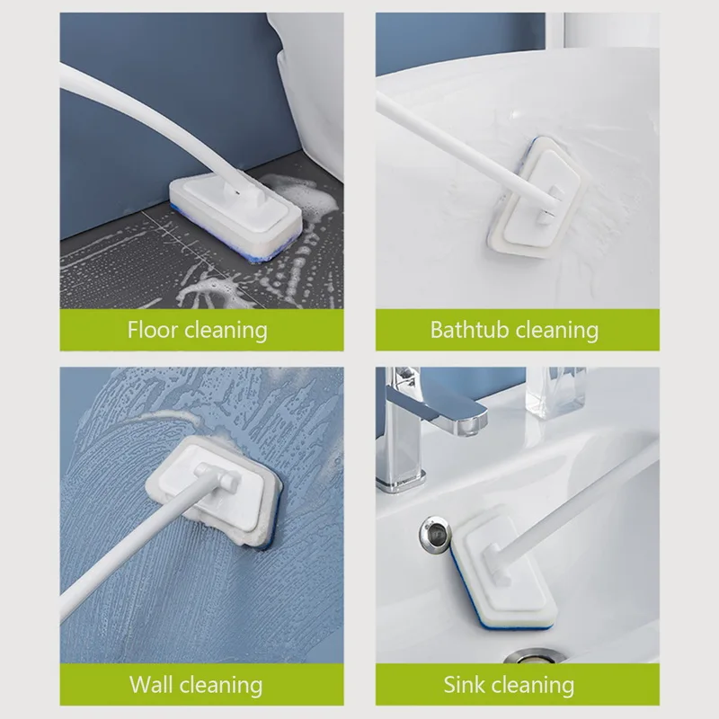 Spazzola per la pulizia del bagno 3 in 1 con manico lungo 127 cm, setole rigide con spintore, per bagno, vasca da bagno, cucina, WC, parete in vetro, piastrelle