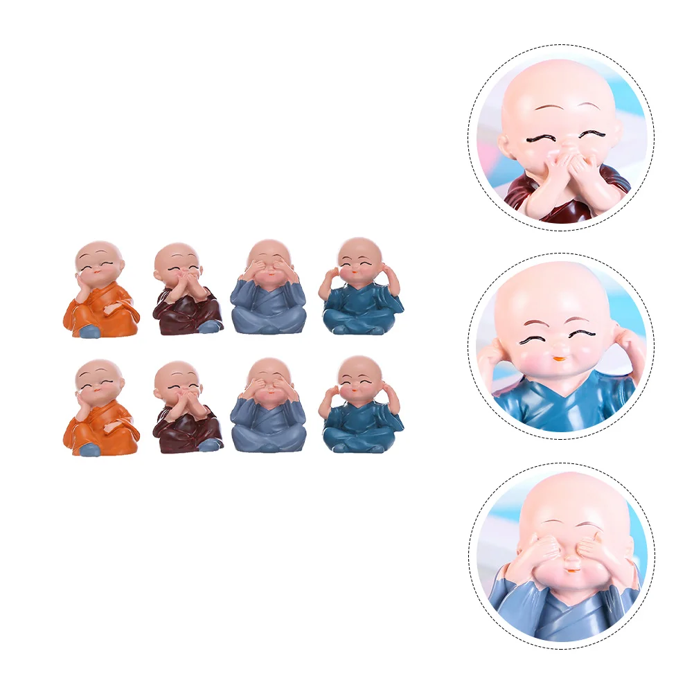 

Resin Statue Desktop Car nament Mini Monk Buddha Temple Decor Buddha Statue Home Family Accessories