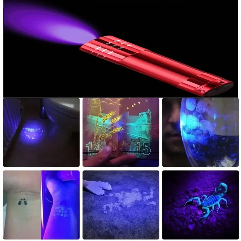9LED Black Light Flashlights Mini UV Flashlight Battery Power Ultraviolet Torch for Pet Dog Urine Stains Detector Scorpion Hunt