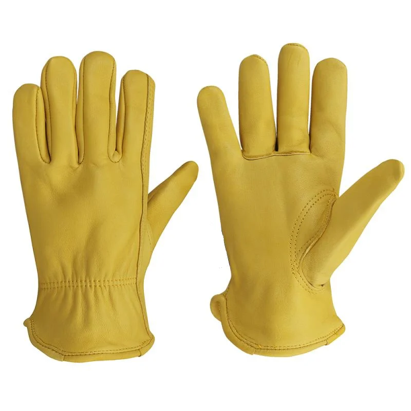 Gants de travail en cuir de vachette pour hommes et femmes, gants de conduite, moto, jardinage, sécurité, protection, cueillette de fruits