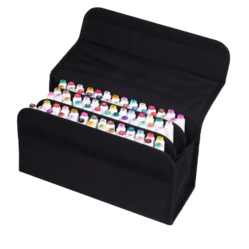 

Marker Bag Pen Organizer Portable Case Handle Art Storage Pouch Supplies Stationery Pouch Black
