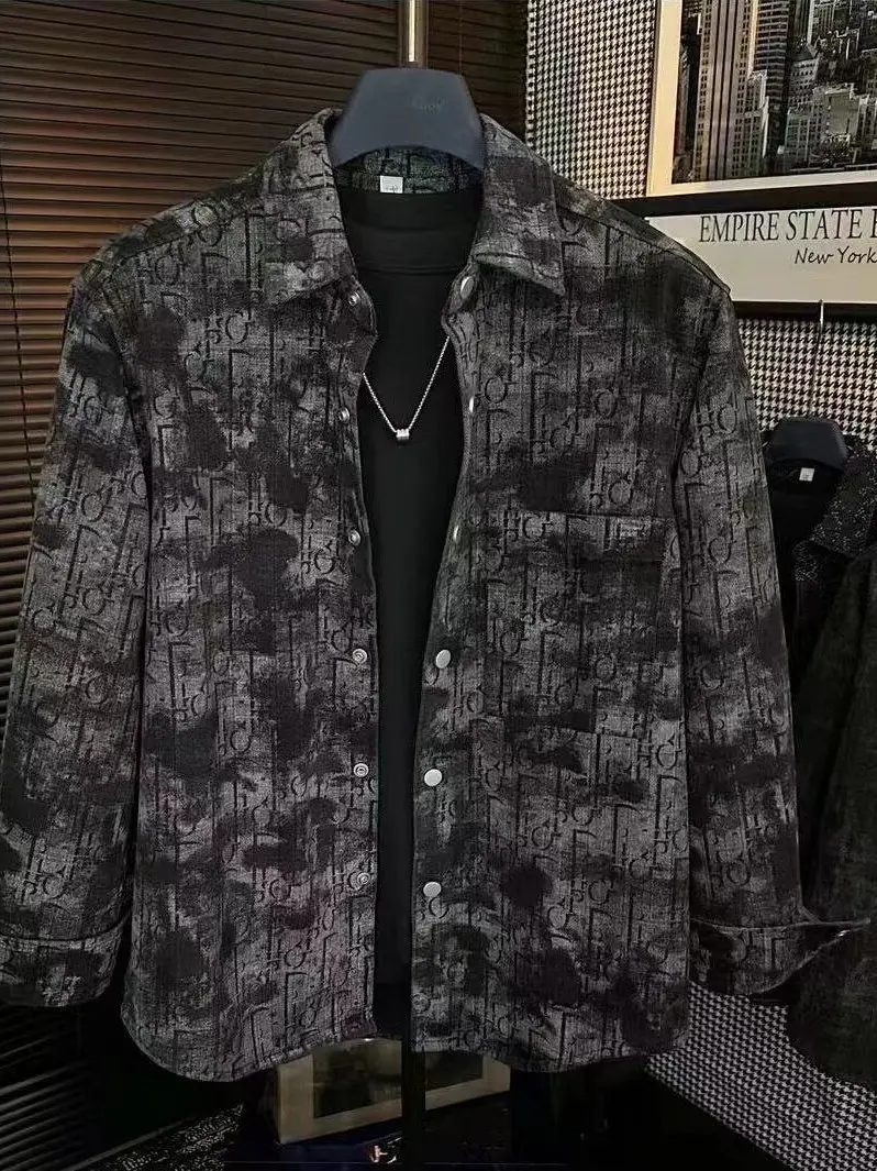 

Men's Faion Urban Retro Sle Long Sve irt Jaet Tie Dye Outerwear Spring Autumn Sli Haome All Match Outer