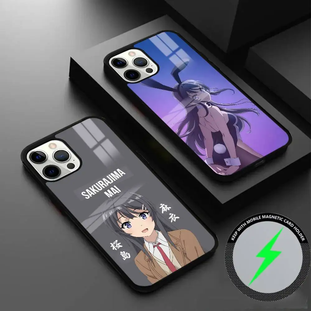 

Anime S-Sakurajima Mai Phone Case For IPhone 16 15 14 13 12 11 Pro Max Plus Mini Magsafe Mirror Wireless Magnetic Cover