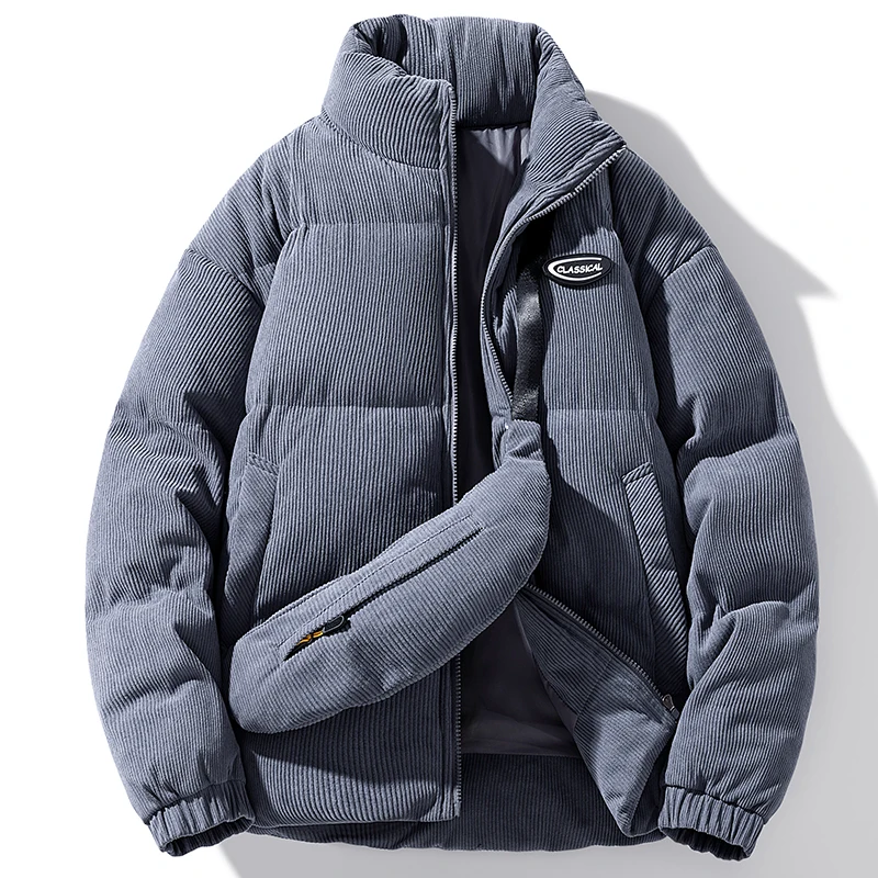 

Trend All-match Men Casual Parkas Stand Collar Windproof Warm Cotton Jacket Solid Color Comfortable Male Clothes Winter Thicken