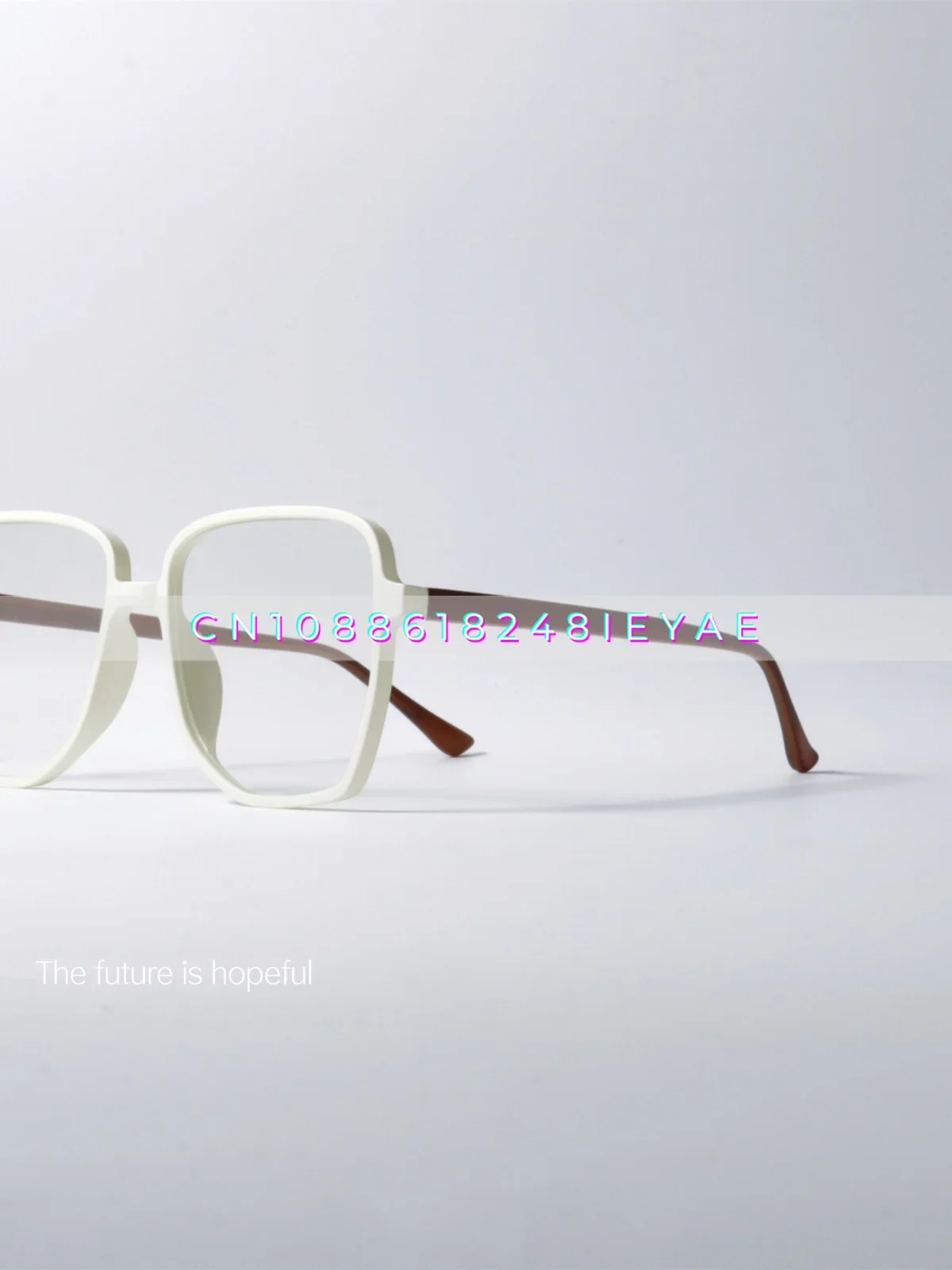 Simple Design Anti-blue White Frame Flat Glasses Student Thin Frame Square Versatile Trendy Glasses Frame