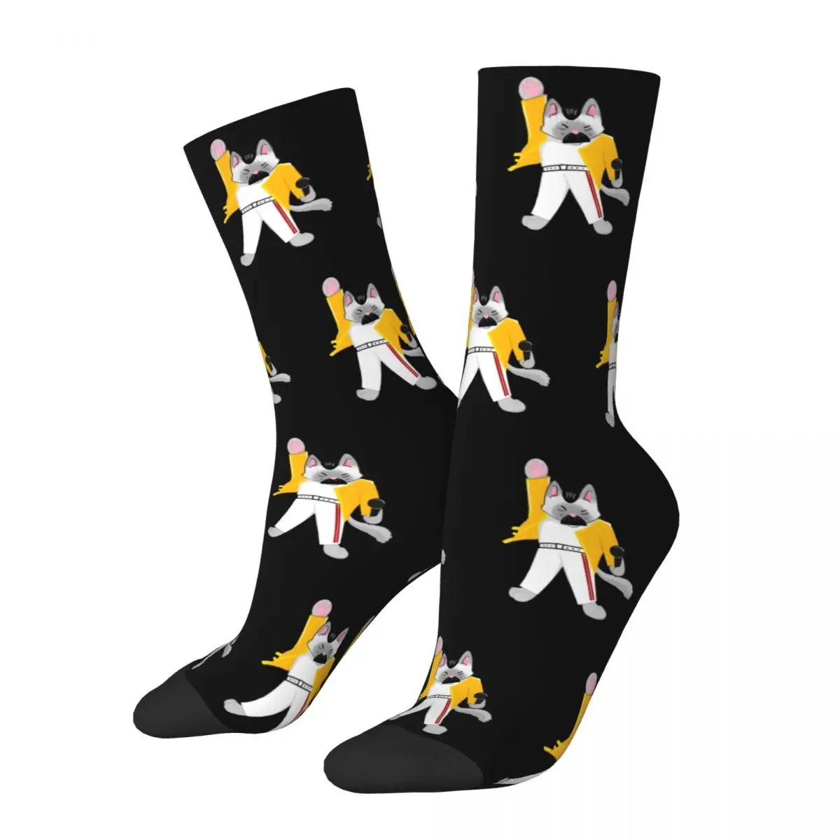 Don't Stop Meow Singing Cat Socks Men Women Funny Happy Socks Harajuku Spring Summer Autumn Winter Middle Tube Socks Gifts