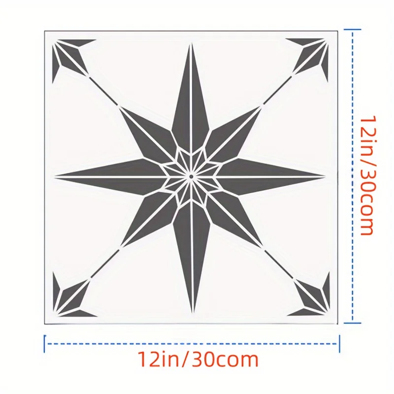 2pcs 스타 나침반 벽 장식 스텐실 |   재사용 가능 |   DIY 에어브러시 페인팅 |   해상 빈티지 스타일 |   바닥 타일 템플릿