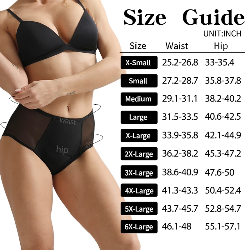 Sexy Women4-Layer Leakproof Menstrual Panties High Waist Absorbent Briefs Breathable Seamless5XL6XLSolid Period Underwear