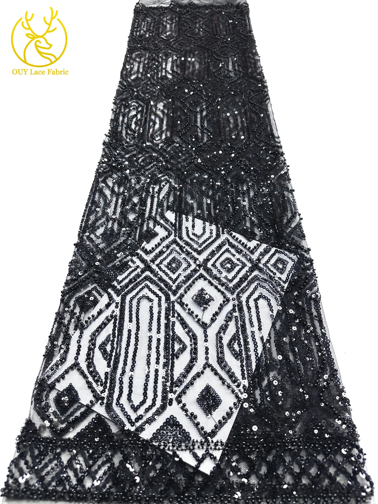 Gold Luxuriöser Afrikanischer Perlen-Spitzenstoff 2026 Hochwertiger Französischer Nigerianischer Mesh-Pailletten-Spitzenstoff für Party-Abendkleider Nähen – Detail 29