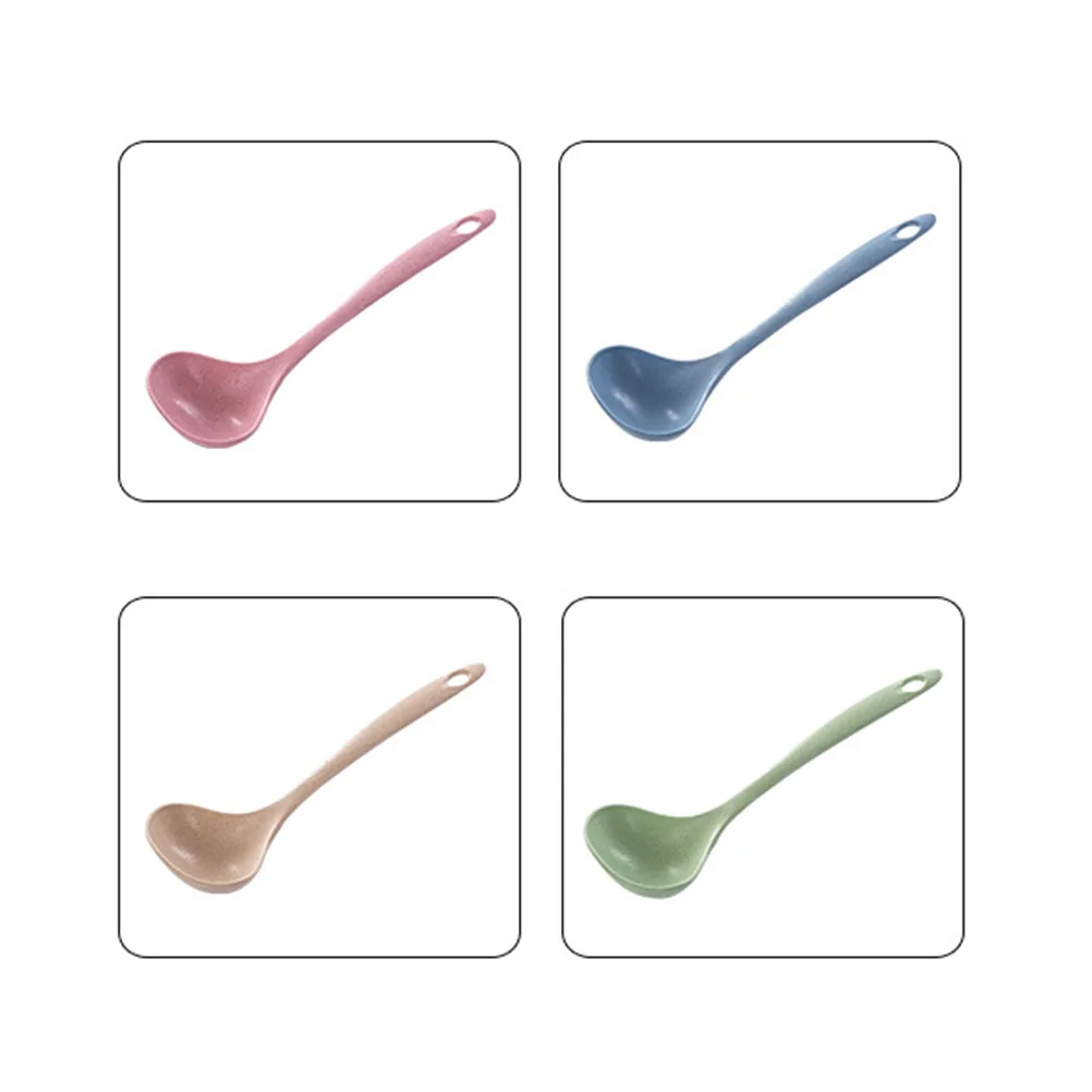 

Long Handle Soup Spoon Wheat Straw Ladle Food Grade Heat Resistant Porridge Spoon For Kitchen Home Restaurant Use Plastic