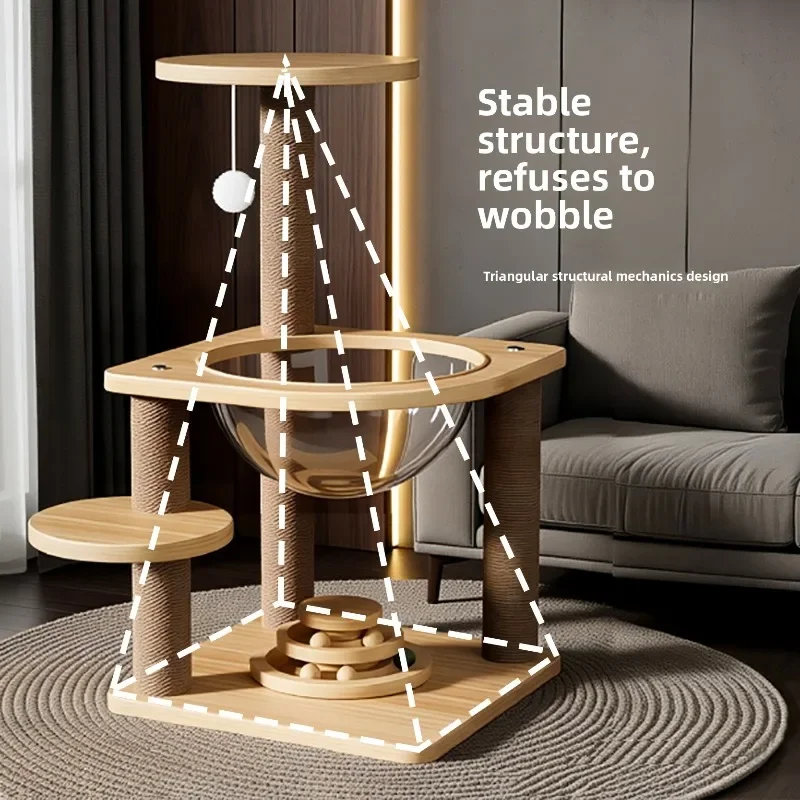 Turntable Cat Scratch Pet Accessories Cat Furniture Cat Toy Cat Supplies Space Capsule Cat Tree Climbing Frame Bed Integrated
