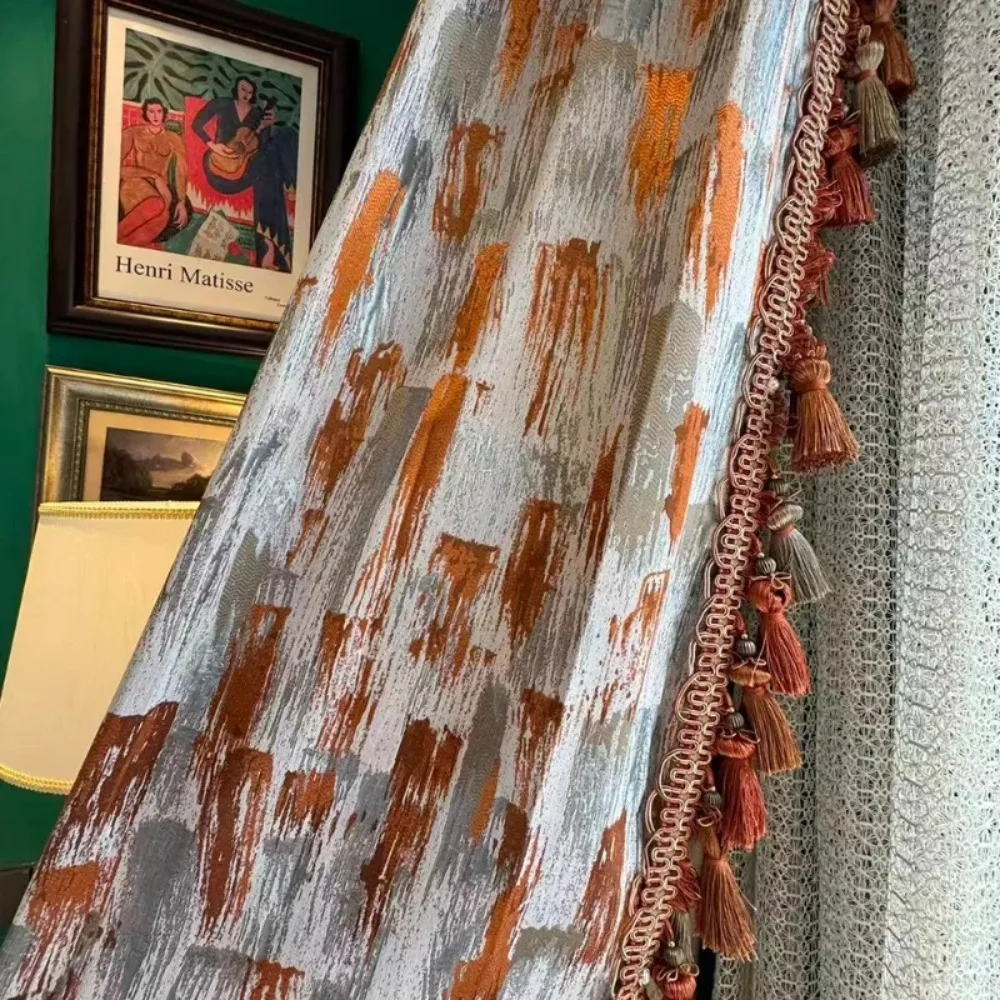 High-precision Gold Wire Jacquard Atmospheric Shade High-end Villa European Style Custom Size Curtains for Living Room Bedroom