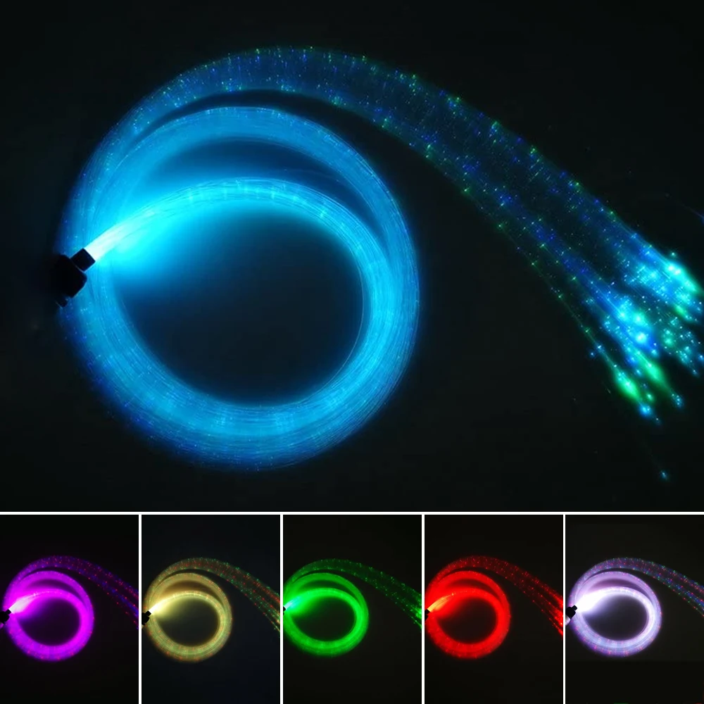 6W RGBW Fiber Optic Curtain Light Kit 200pcs*0.75mm*2M sparkle Flash Point Glow  Fiber Optical Cable For Kids Toy Sensory Light