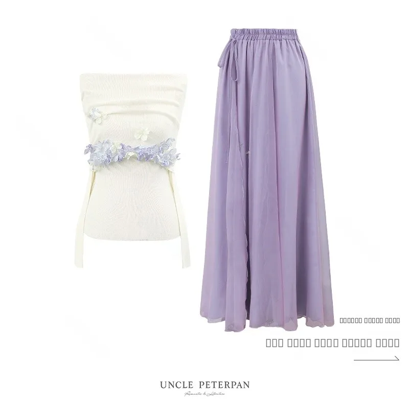 

Вязаные широкие брюки Auntie Peter Pan с поясом, эластичной резинкой на талии и 3D-цветочным декором, французский комплект Sle Faion для подростков